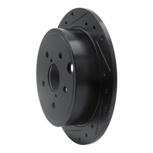 Subaru WRX Brake Rotor (1) - Rear Left - R1 Concepts - Drilled & Slotted - Black - `15-`21